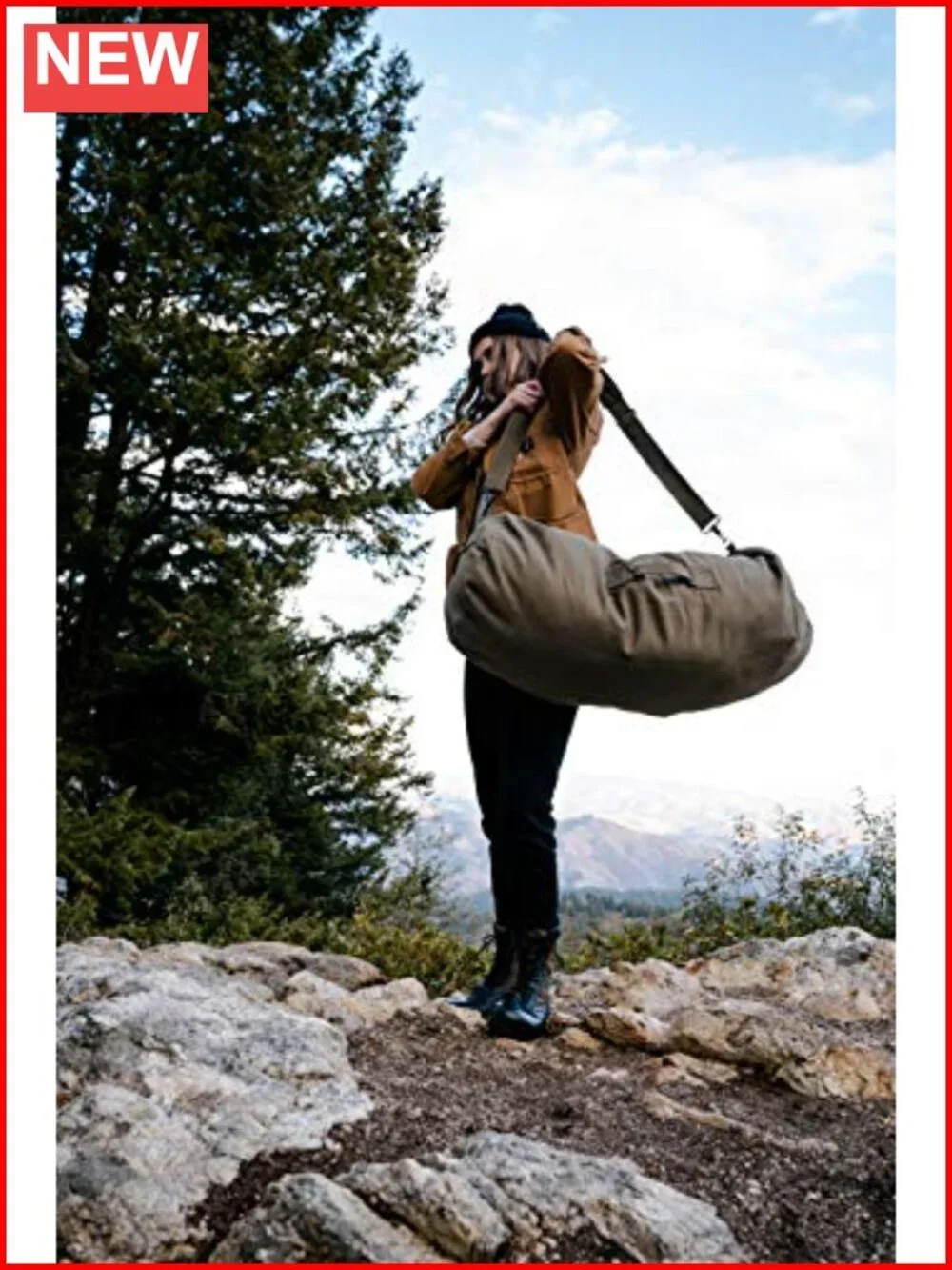 Heavy Duty Cotton Canvas Duffel Bag with Full Zipper for Travel Gym Storage